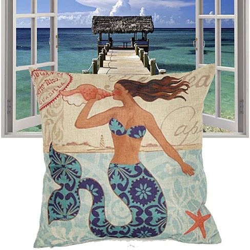 Moods of A Mermaid Cushion Covers - Mermaid With A Shell