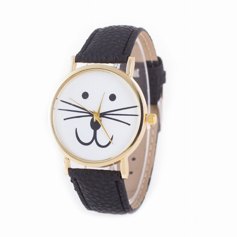 Mr. Whiskers Cat Watches 9 lives And 9 colors - Black