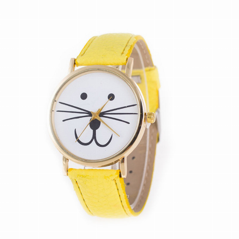 Mr. Whiskers Cat Watches 9 lives And 9 colors - Yellow