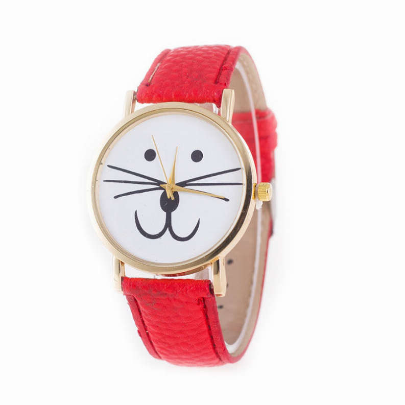 Mr. Whiskers Cat Watches 9 lives And 9 colors - Red
