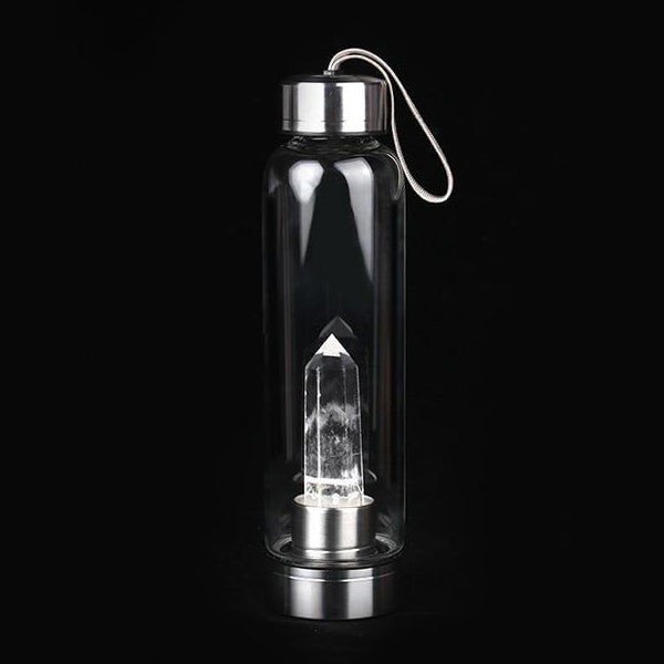 Pure Essence Natural Stone Infused Water In Glass Bottle - Clear Quartz