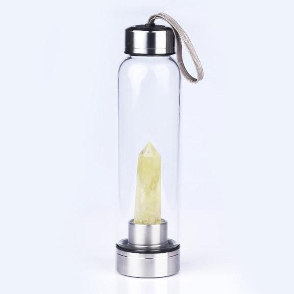 Pure Essence Natural Stone Infused Water In Glass Bottle - Citrine