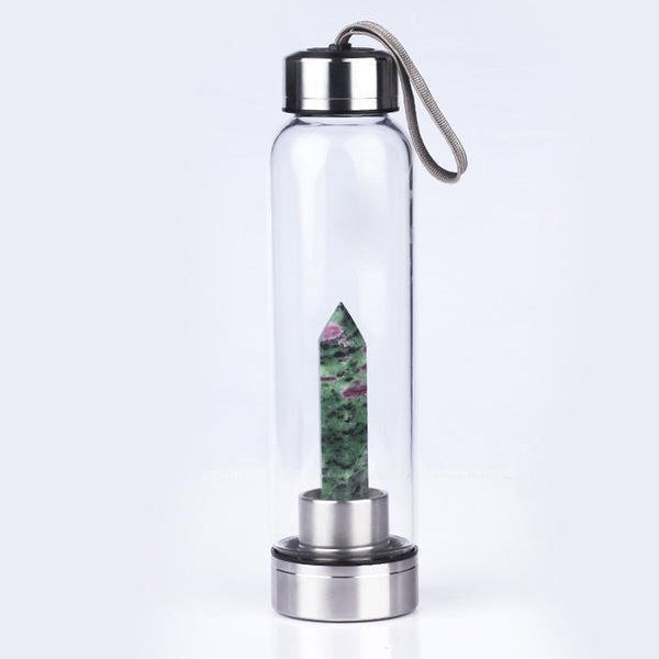Pure Essence Natural Stone Infused Water In Glass Bottle - Epidote