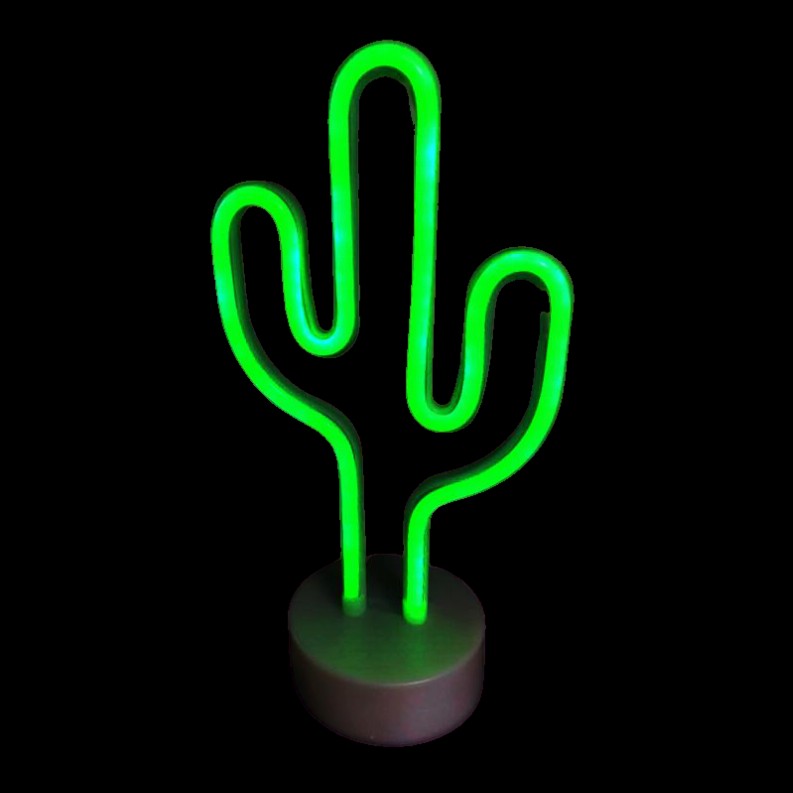 Tropical Nights Neon Deco Lights With Remote Control - Cactus