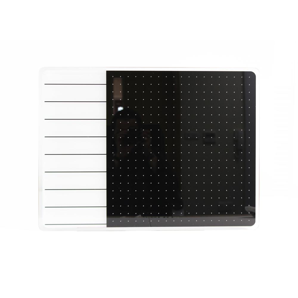 White & Black Plan & Grid Glass Dry Erase Board - 17" x 23"