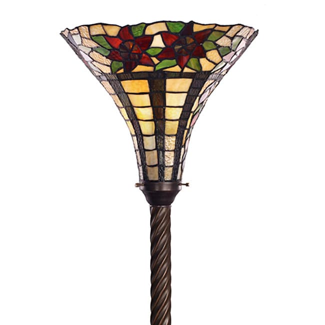 Famous Brand-Style Floral Torchiere Lamp