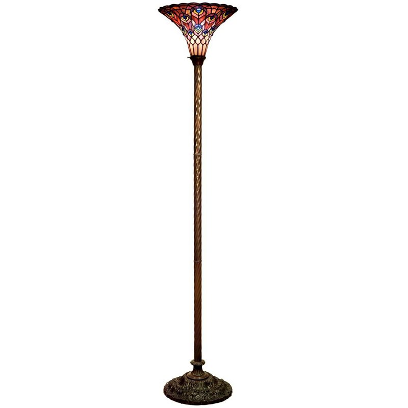 Famous Brand-Style Peacock Torchiere Lamp