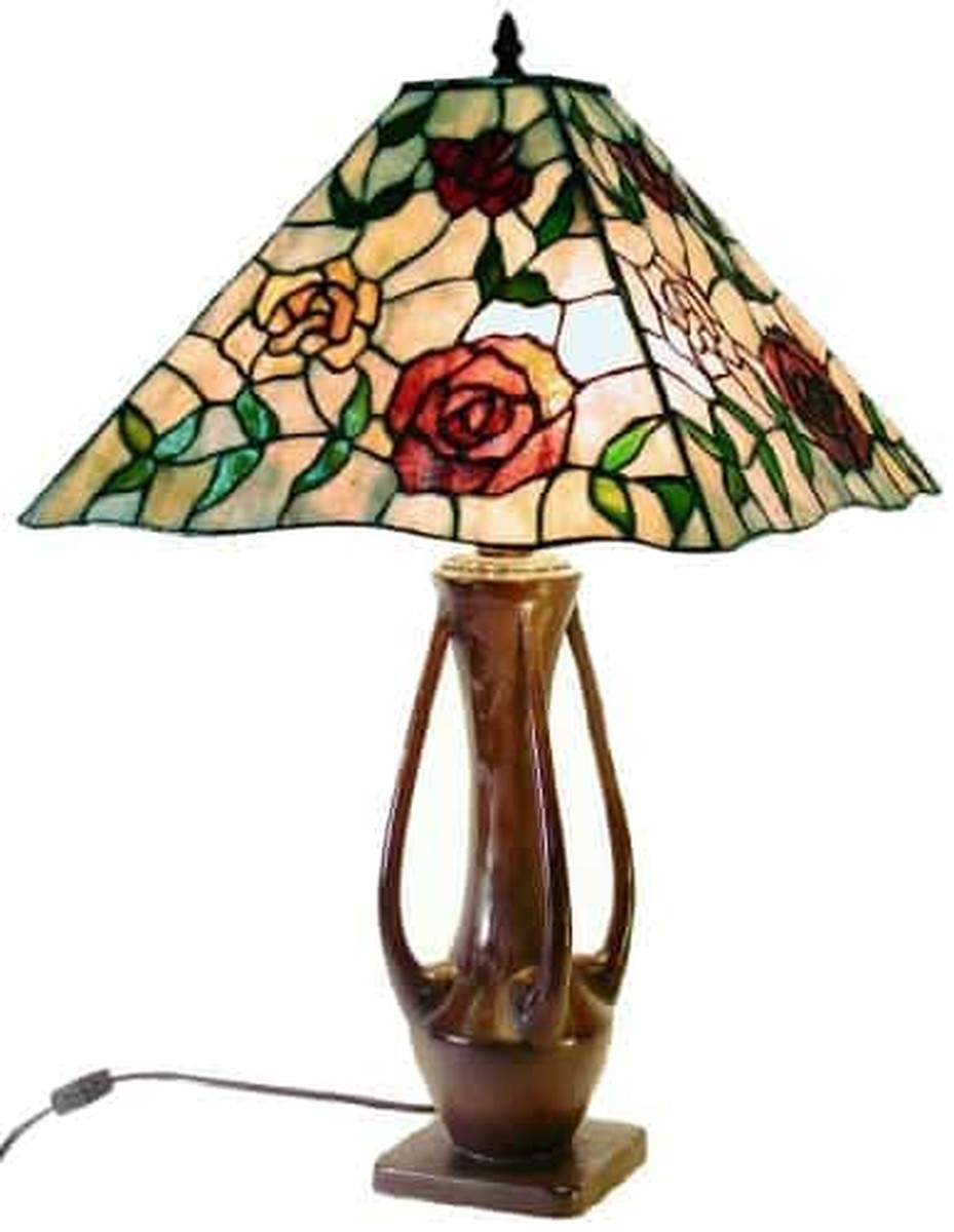 Famous Brand-Style Rose Mission-Style Table Lamp