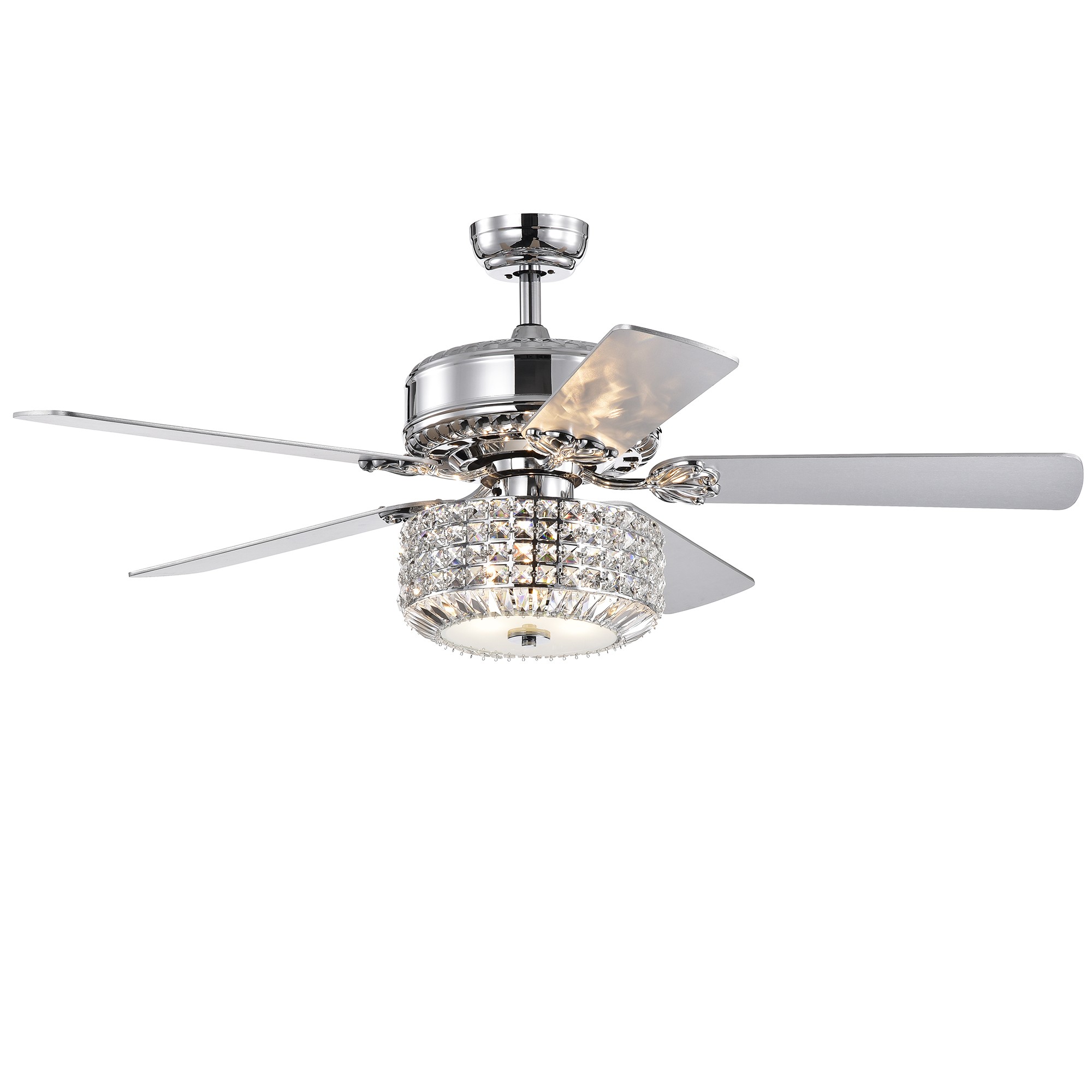 Copper Grove Simitli Remote Control Reversible Blade Chrome 52-inch Lighted Ceiling Fan with Crystal Shade