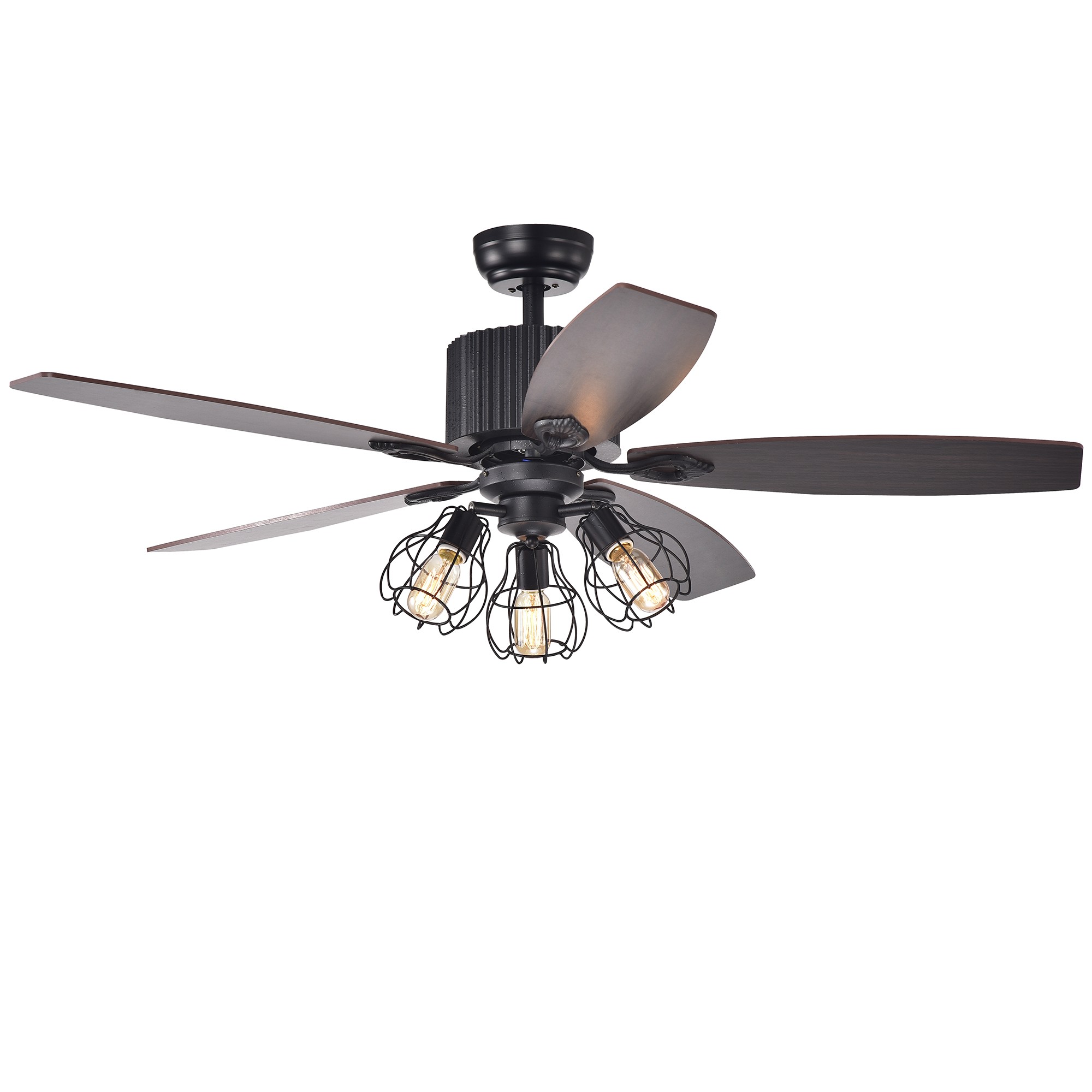 Cornelius Forged Black 3-Light 52-Inch Lighted Ceiling Fan (incl. Remote & 2 Color Option Blades)