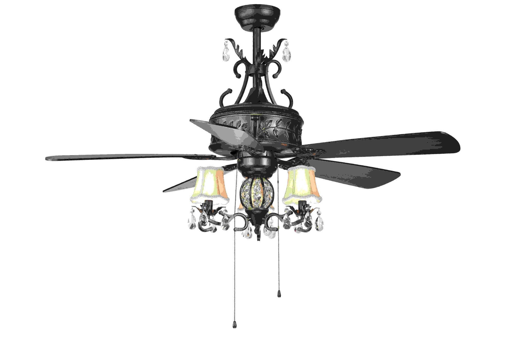 Firtha 52-Inch 5-Blade Antique Lighted Ceiling Fans with Branched French Chandelier (Optional Remote)