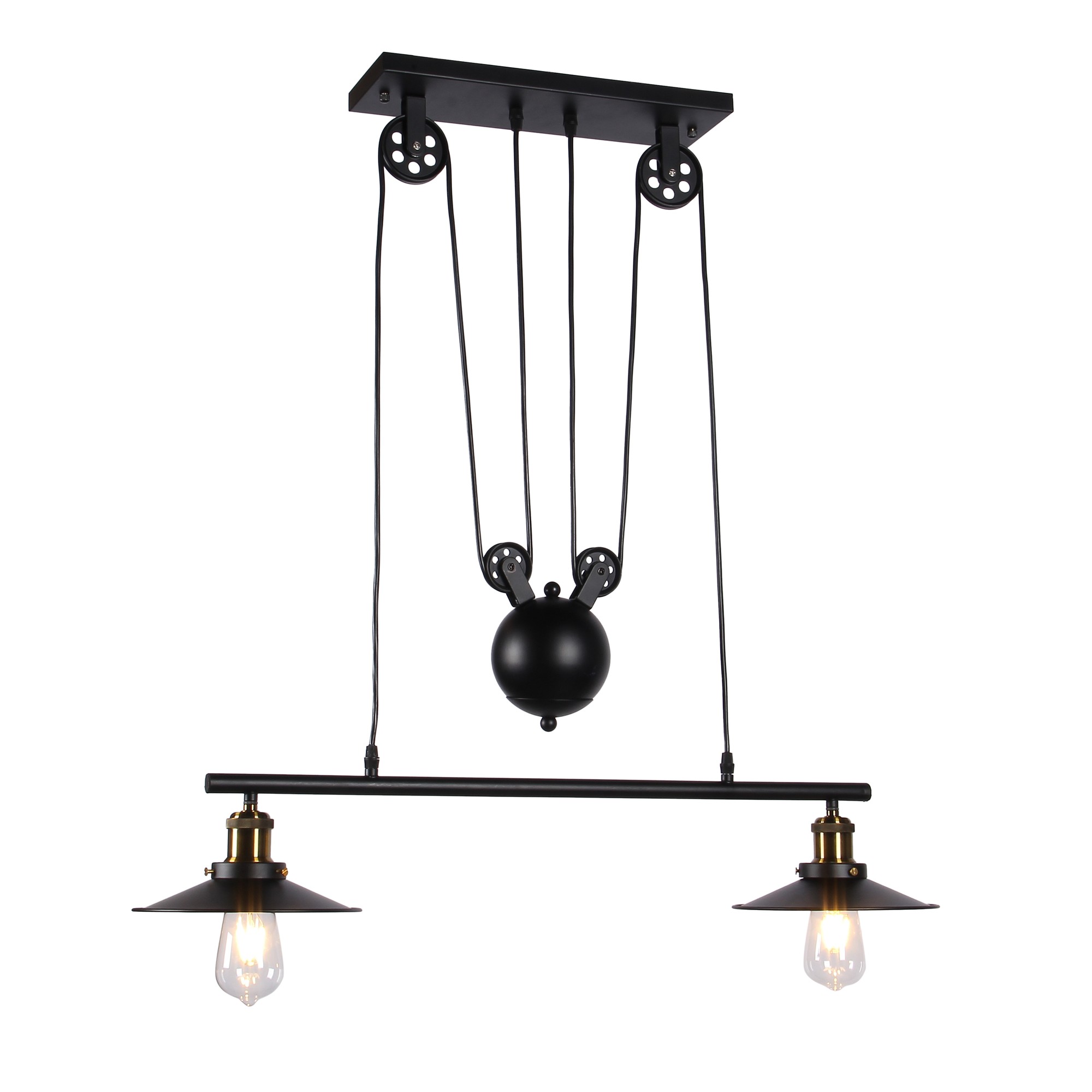 Darleen 2-light Black 28-inch Pendant Lamp includes Edison Bulbs