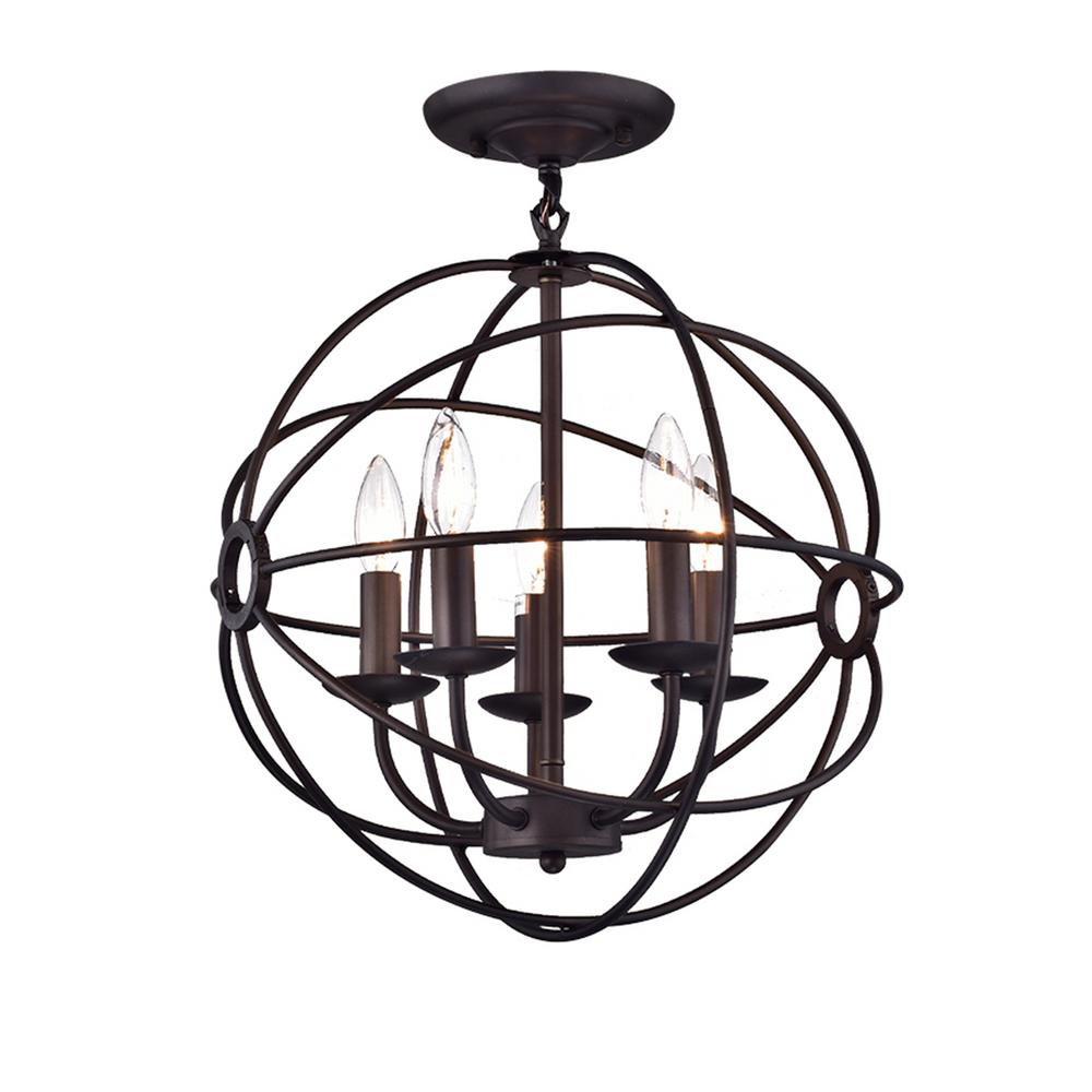 Honorine Bronze 16-inch 5-light Globe Pendant Light