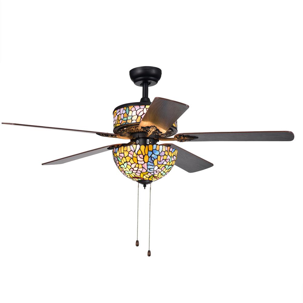 Hayfield 5-Blade Tiffany Lamp 52-Inch Ceiling Fan