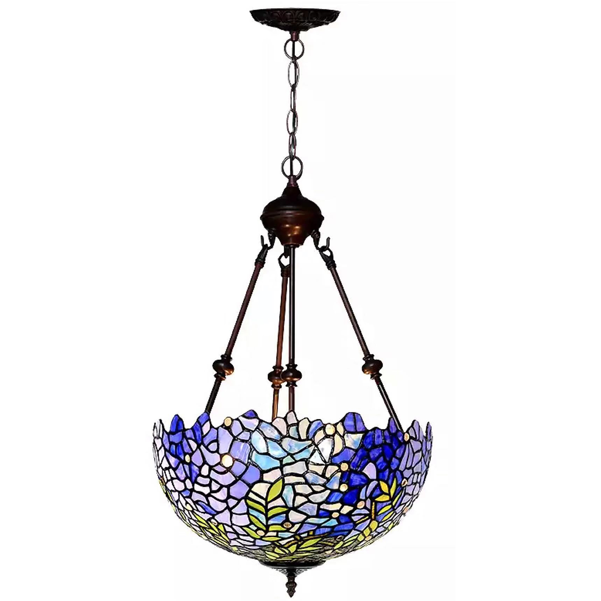 Baronn Wisteria Design Stained Glass 2-Light Tiffany-Style Chandelier