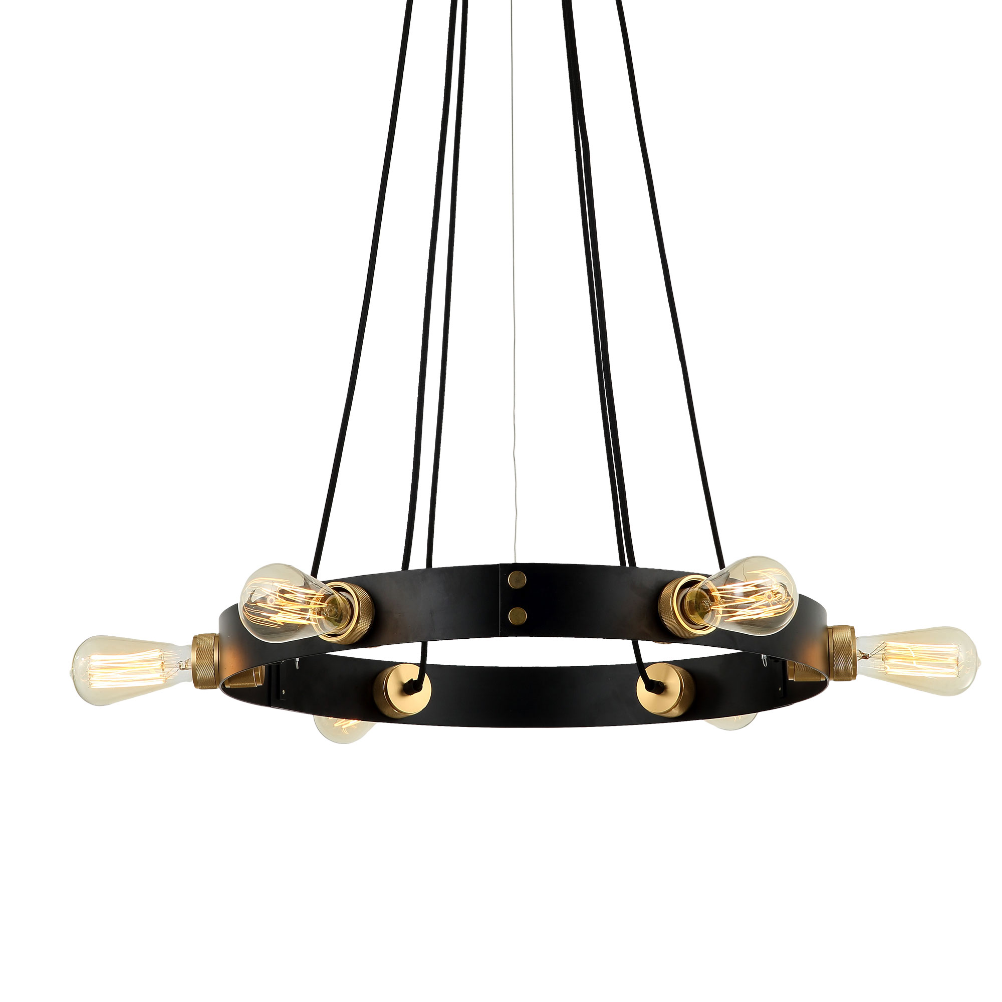 Carbon Loft Brito 6-light Round Strap Band Antique Bronze Chandelier with Bulbs