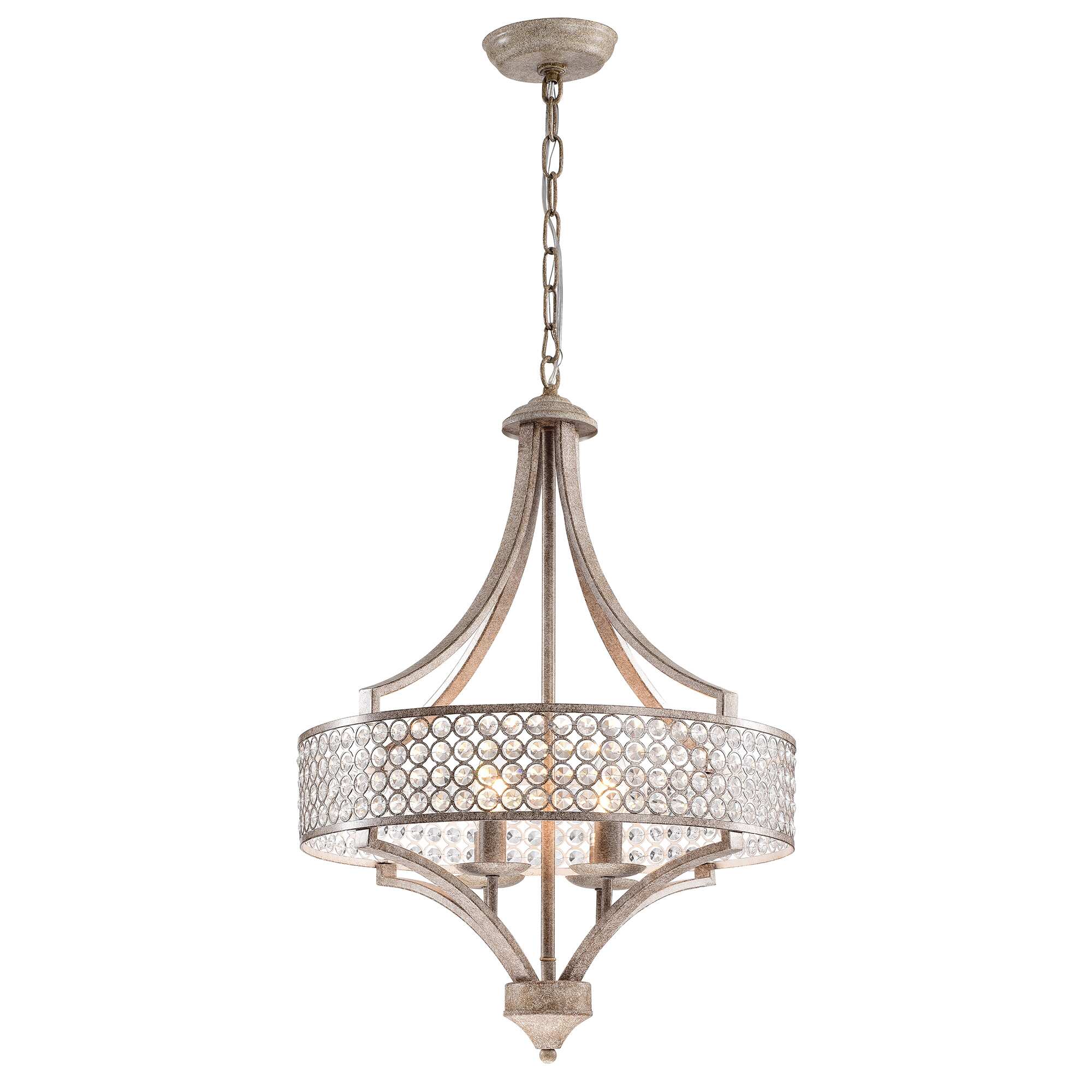 Fleuver Weathered Brown 4-Light Metal Chandelier with Crystal Shade