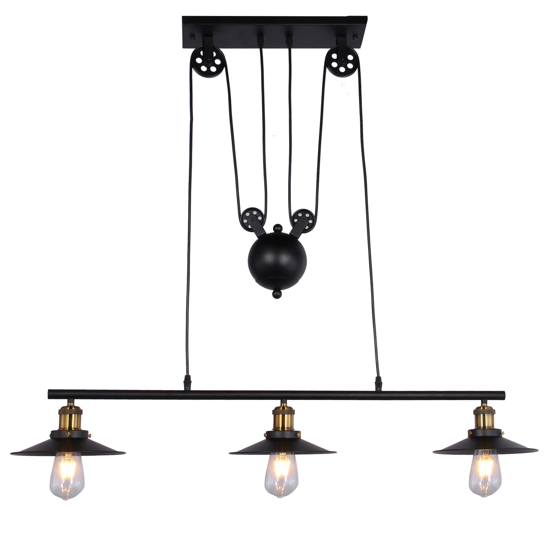 Darleen 3-light Black 42-inch Chandelier includes Edison Bulbs