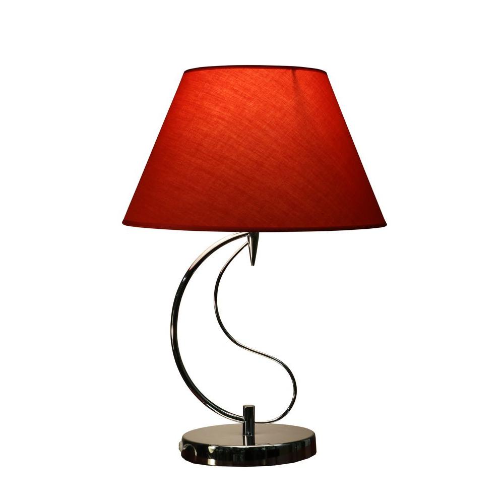 Christina 1-light Red Fabric 20-inch Chrome Table Lamp