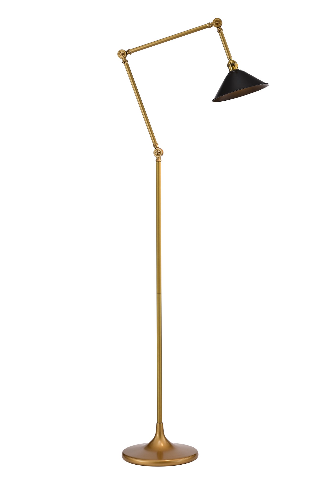 Harriet Matte Gold/Black 1-Light Metal Cone Shade Floor Lamp