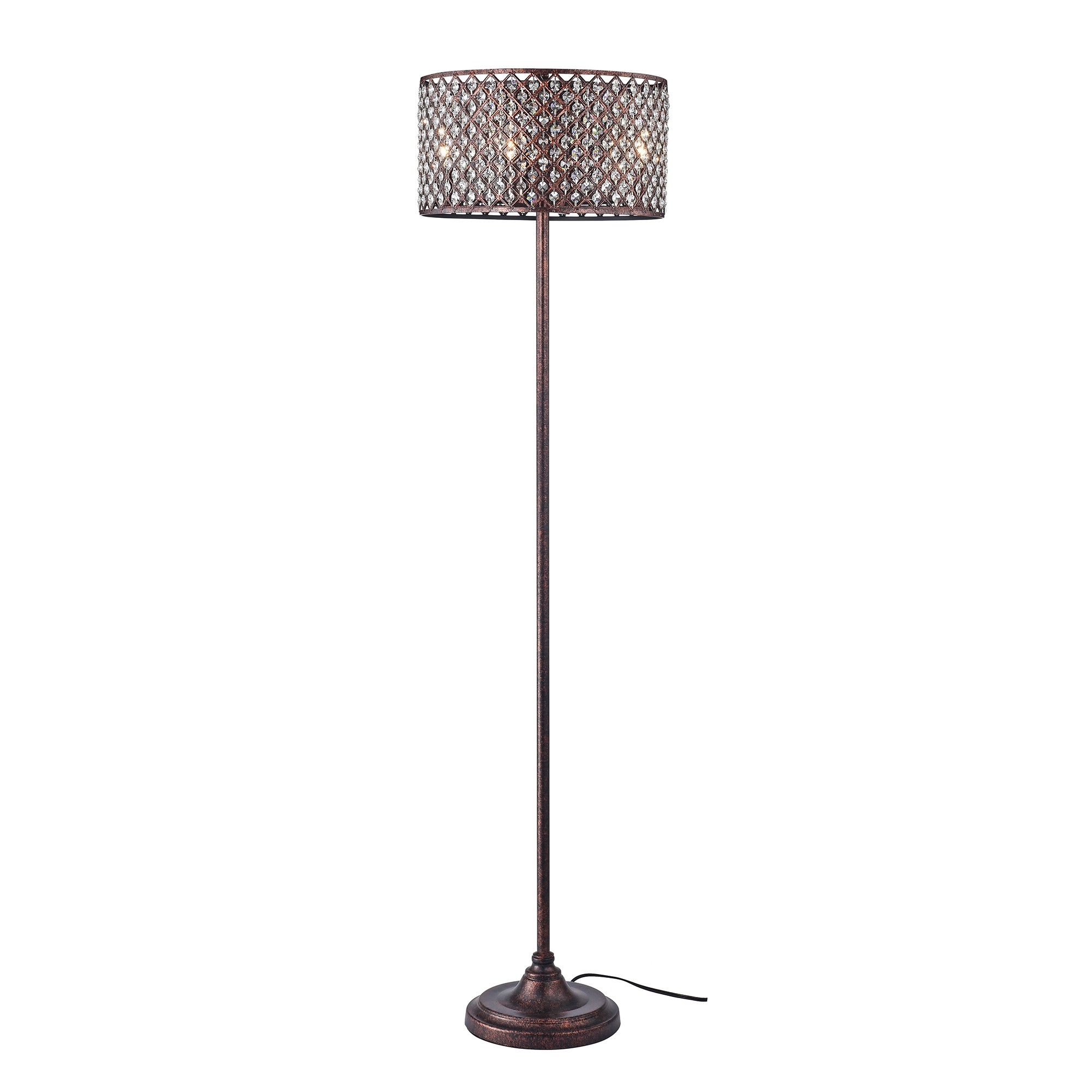 Hayward Antique Copper 4-Light Crystal Drum Shade Floor Lamp