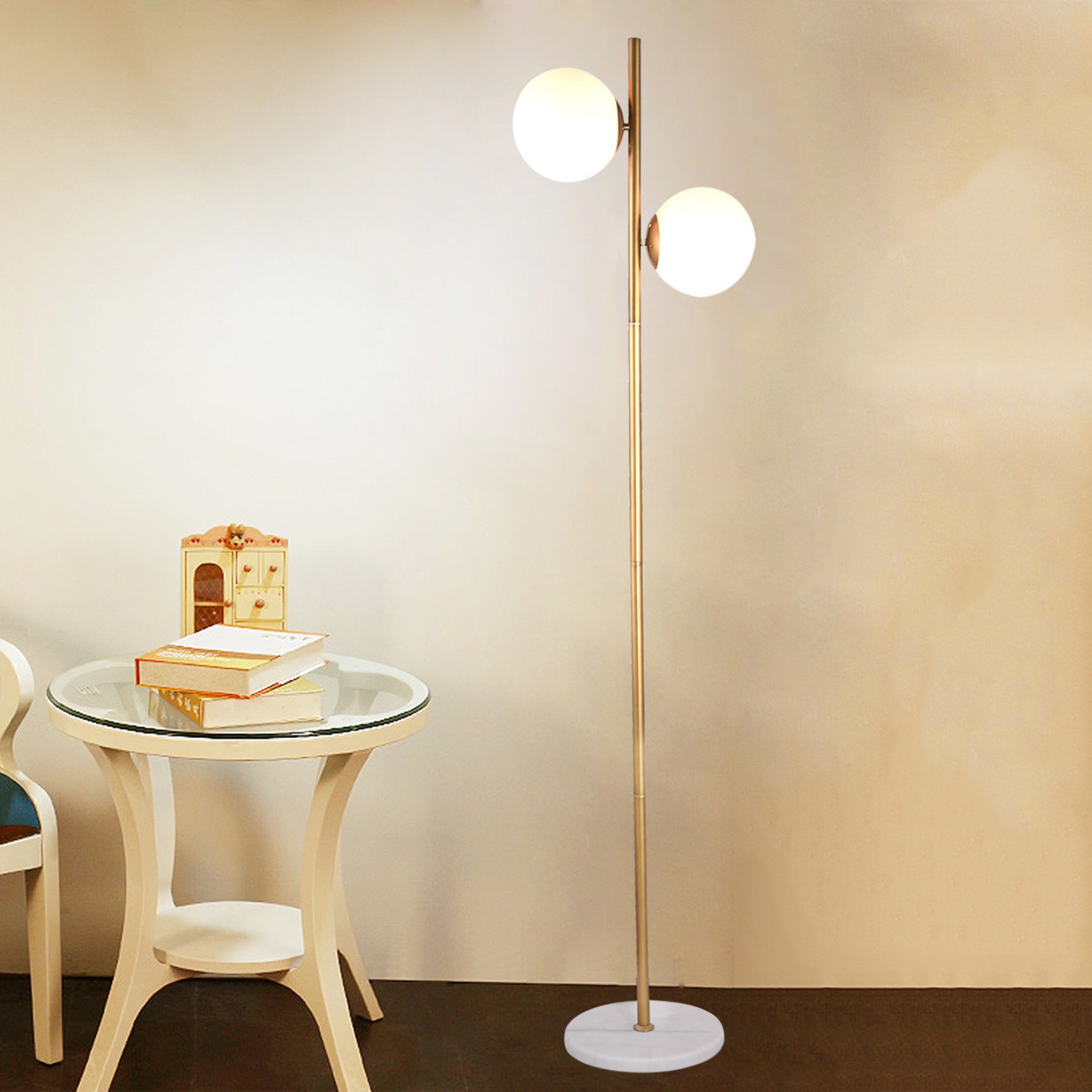 Indoor Gold Finish Floor Lamp with Light Kit