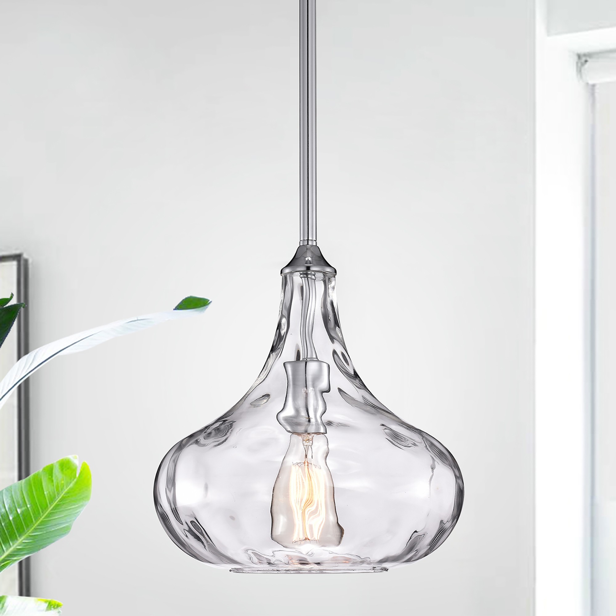 Indoor Chrome Finish Pendant Lamp with Light Kit