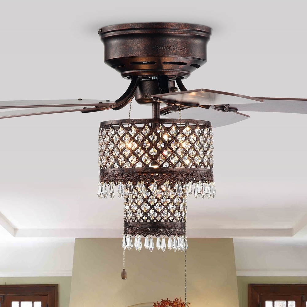 Arin 52 in. 4-Light Indoor Bronze Finish Hand Pull Chain Ceiling Fan with Light Kit