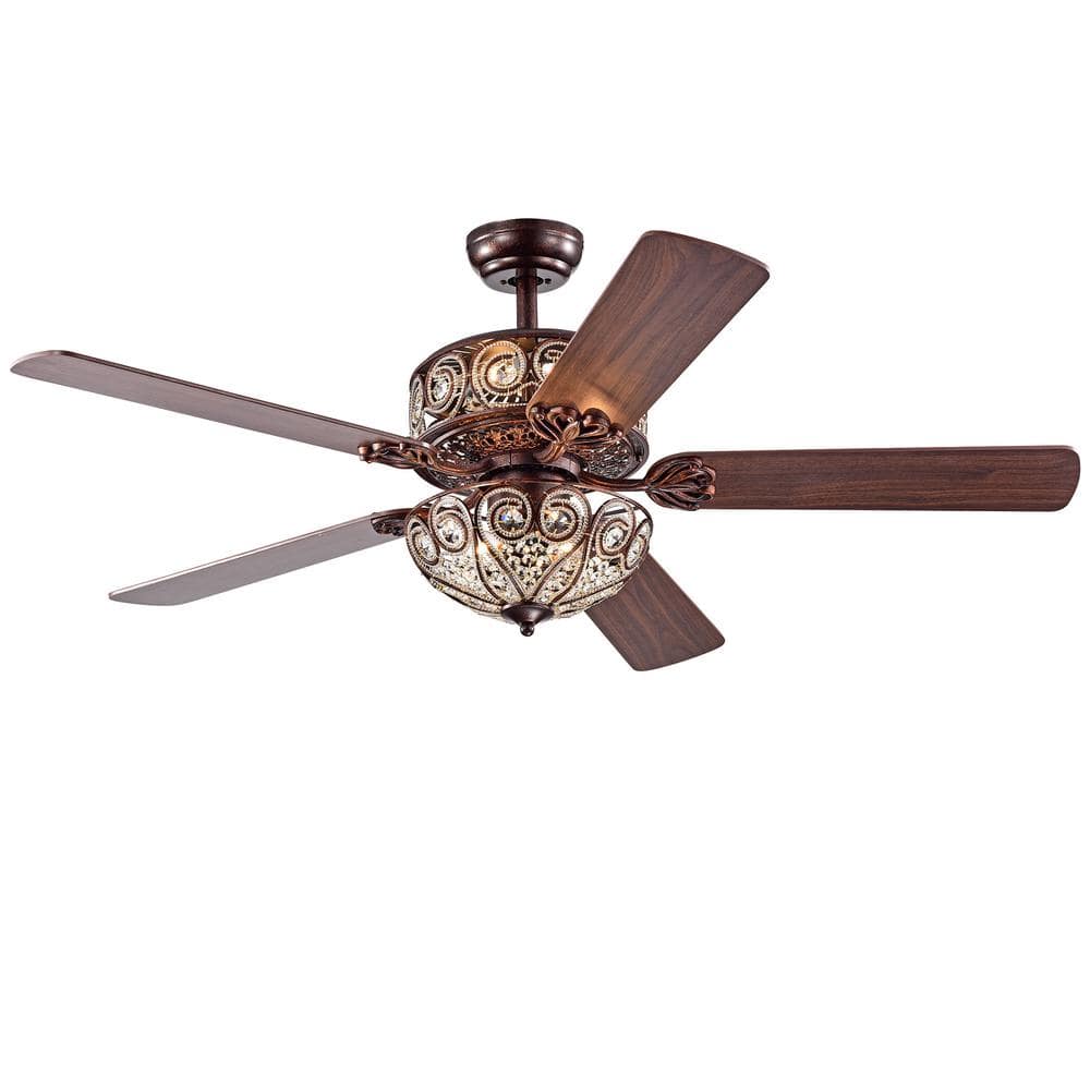 Indoor Bronze Finish Remote Controlled Ceiling Fan with Light Kit