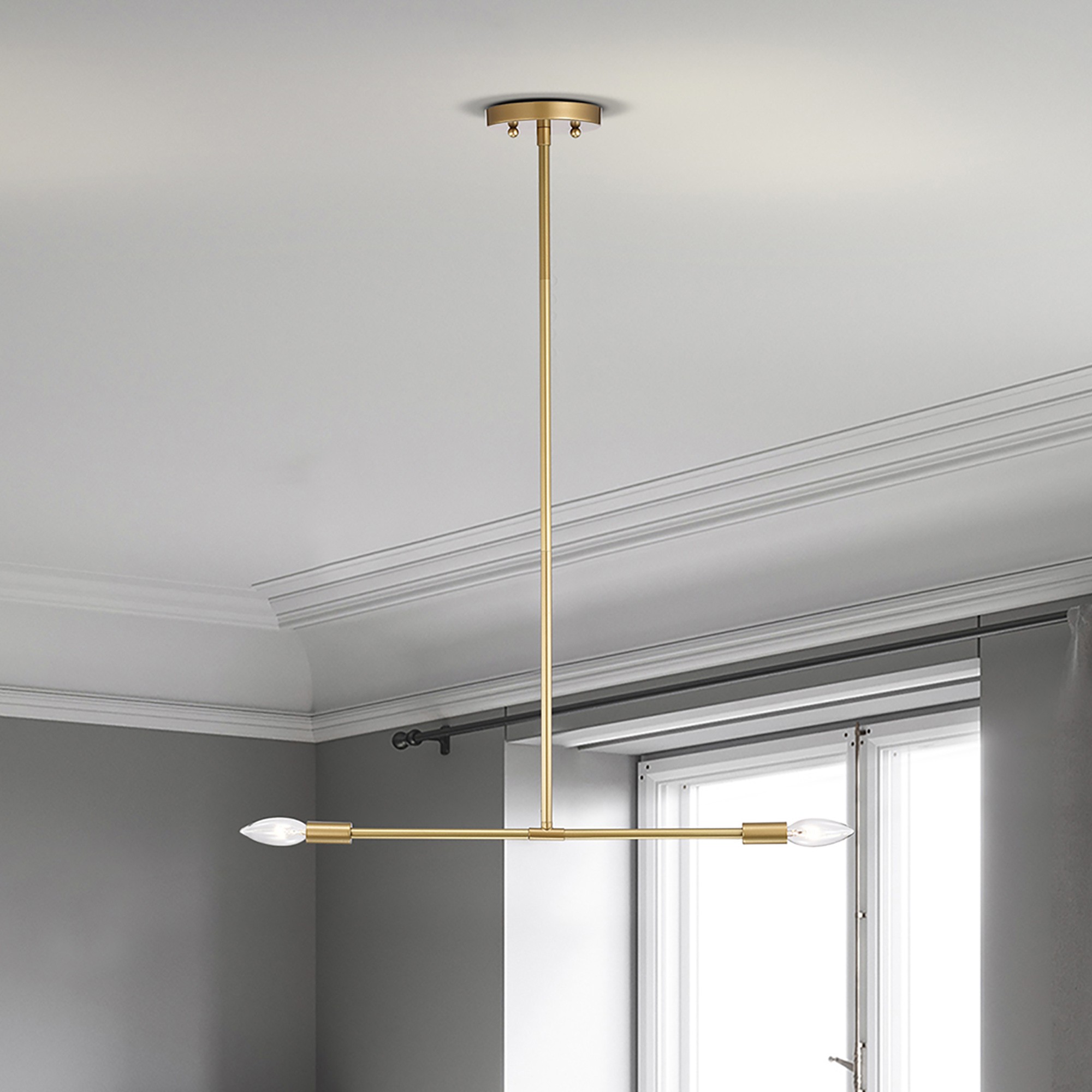 Collin 0.75 in. 2-Light Indoor Matte Gold Finish Chandelier with Light Kit