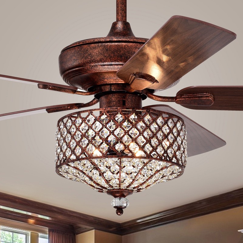 Irene 52 in. 3-Light Indoor Rustic Bronze Finish Remote Controlled Ceiling Fan with Light Kit