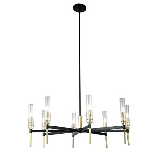 Hirsha 33 in. 8-Light Indoor Black and Gold Finish Chandelier with Light Kit