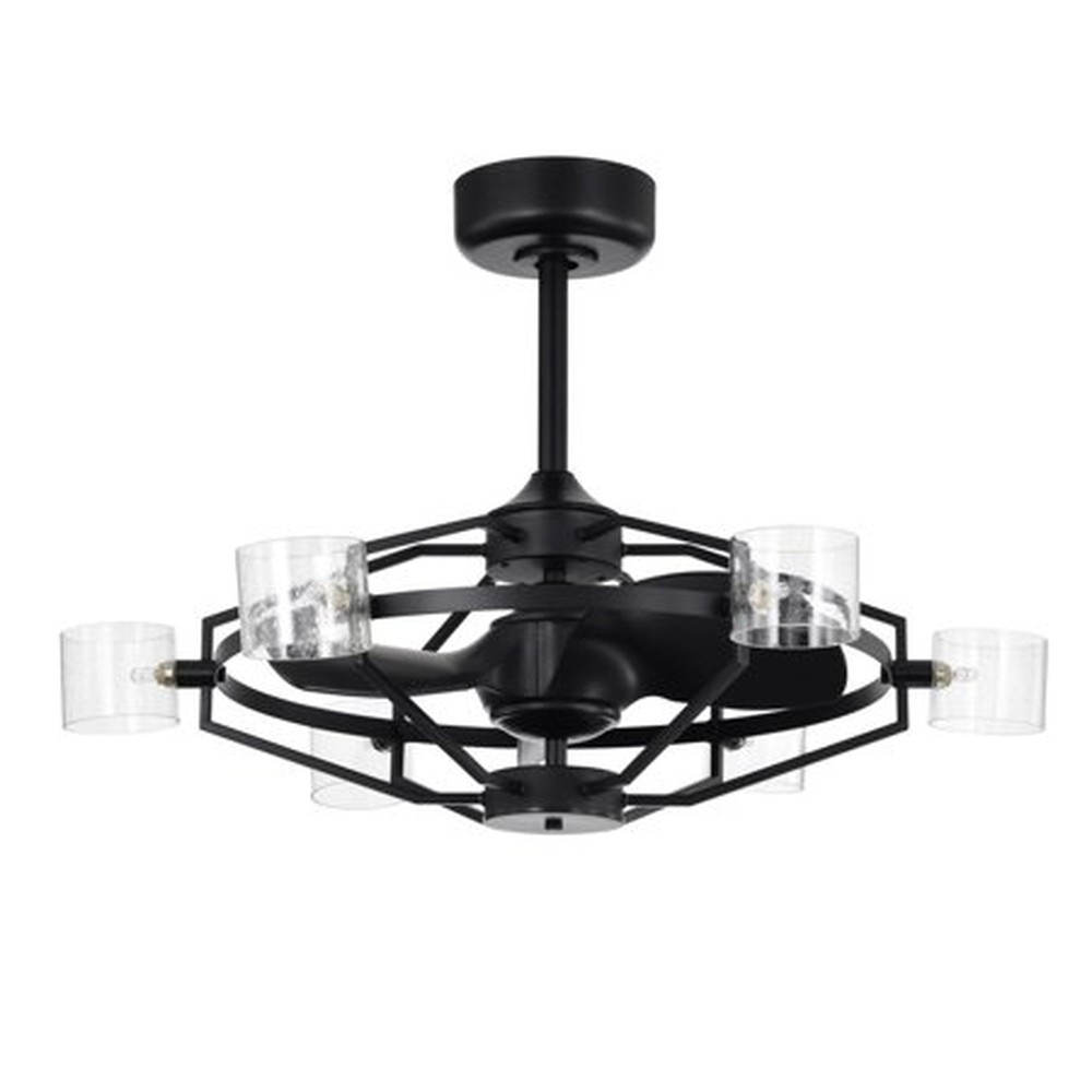 Damita 35 in. 6-Light Indoor Black and Gold Finish Ceiling Fan with Light Kit and Remote