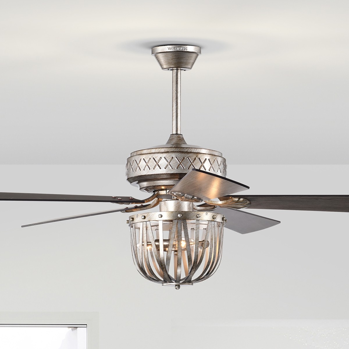 Emani 52 in. 3-Light Indoor Antique Silver Finish Ceiling Fan with Light Kit and Remote