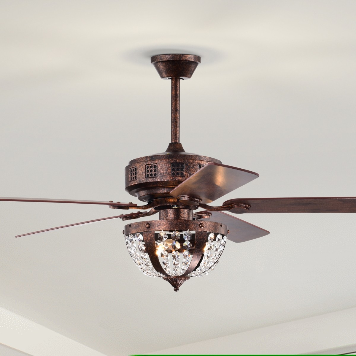 Chandler 52 in. 3-Light Indoor Antique Copper Finish Ceiling Fan with Light Kit and Remote