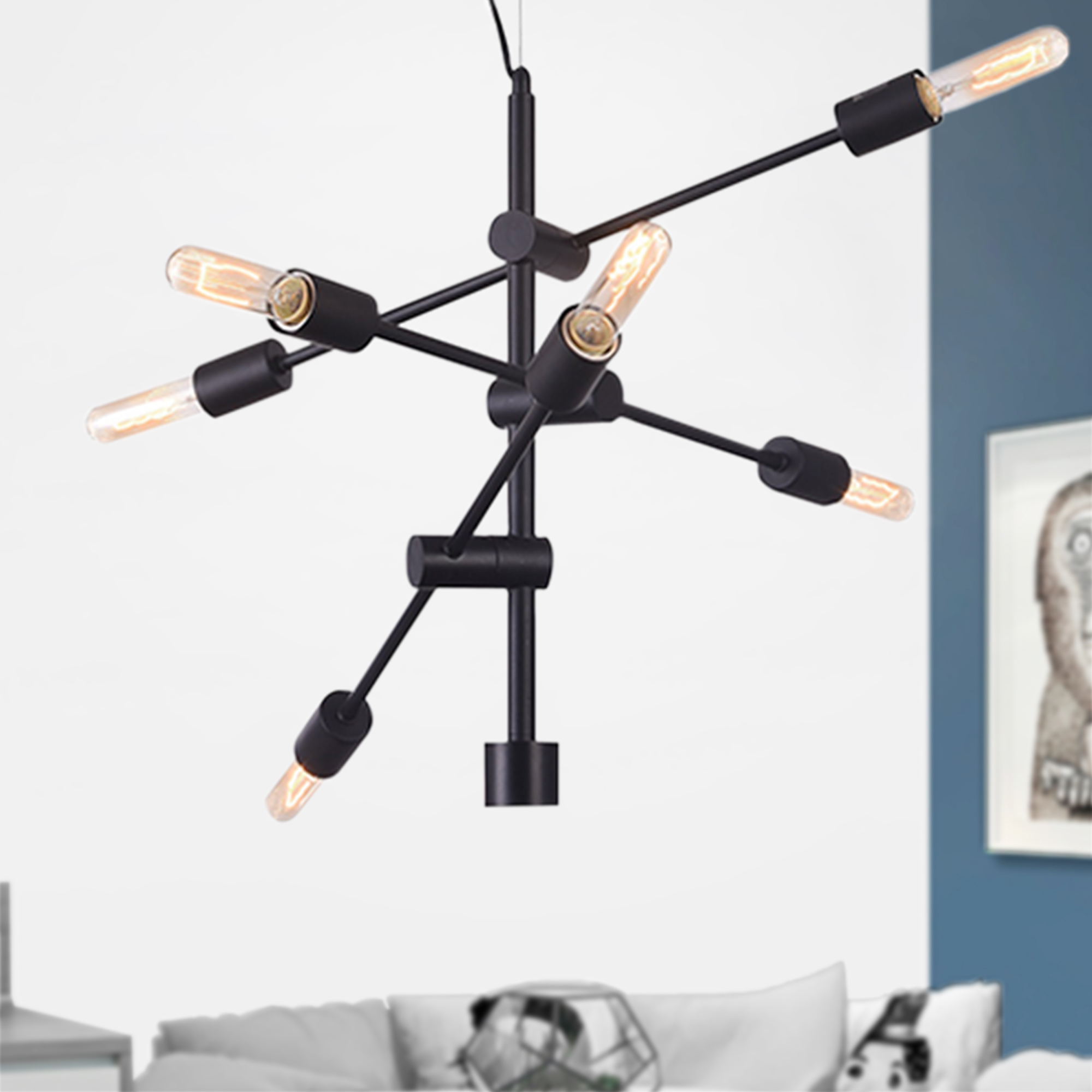 Adar Matte Black 6-light Chandelier