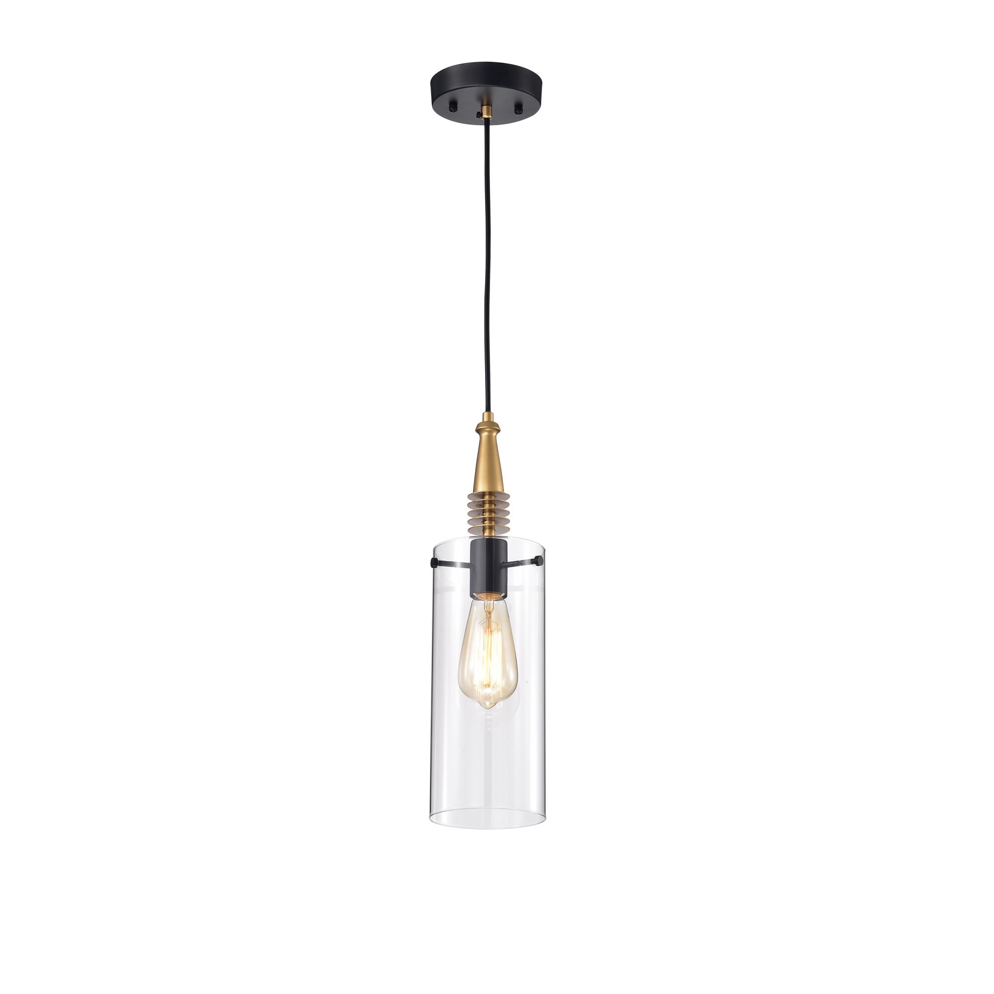 Flamur Gold 1-Light Pendant with Clear Glass Shade