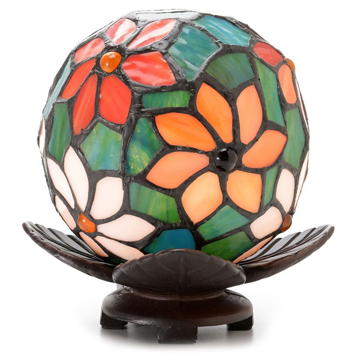 Floral Ball Art Glass Table Lamp
