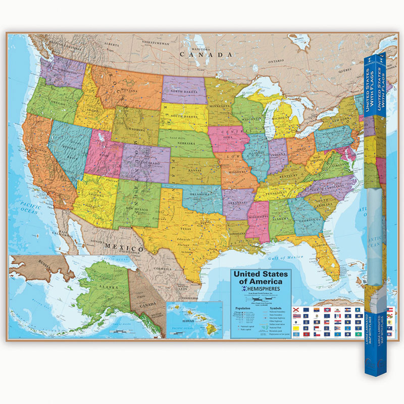 Blue Ocean Series USA Laminated Wall Map, 38" x 48"