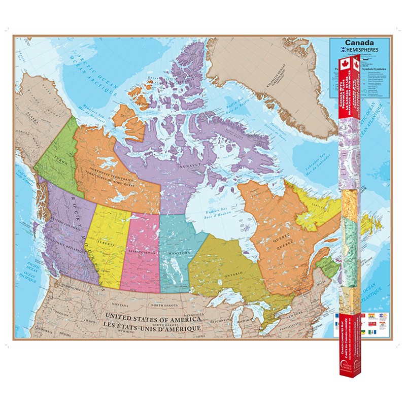 Laminated Map, Canada, 47" x 38"