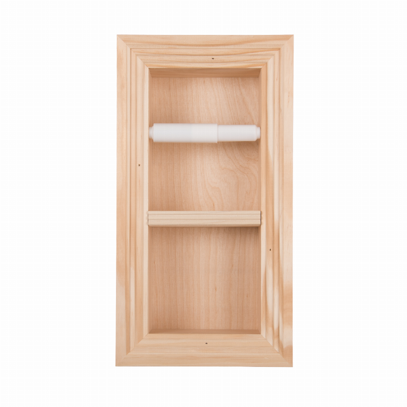 Bradenton Recessed Solid Wood Double Toilet Paper Holder 7 x 14.5"  5 Unfinished Wood
