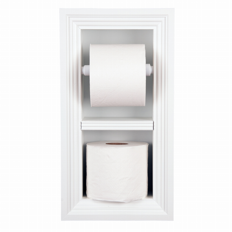 Bradenton Recessed Solid Wood Double Toilet Paper Holder 7 x 14.5"  5 White Enamel