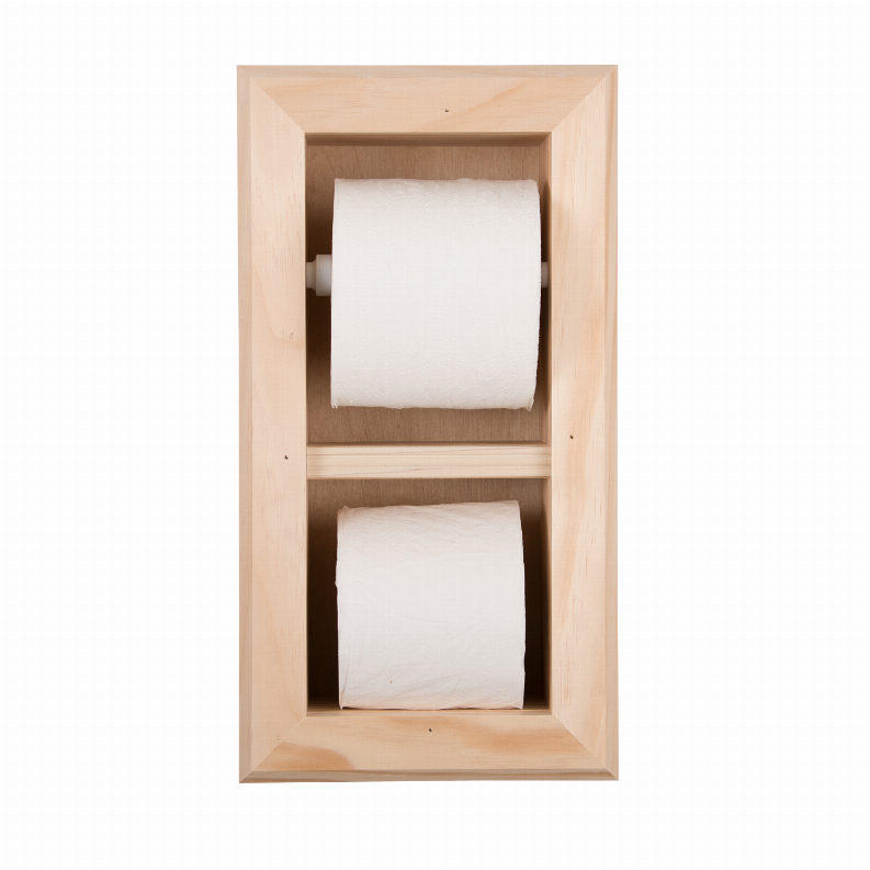Bradenton Recessed Solid Wood Double Toilet Paper Holder 7 x 14.5"  12 Unfinished Wood
