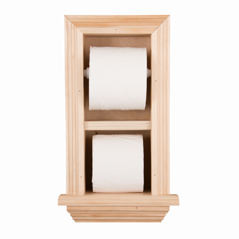 Bradenton Recessed Solid Wood Double Toilet Paper Holder 7 x 14.5"  18 Unfinished Wood
