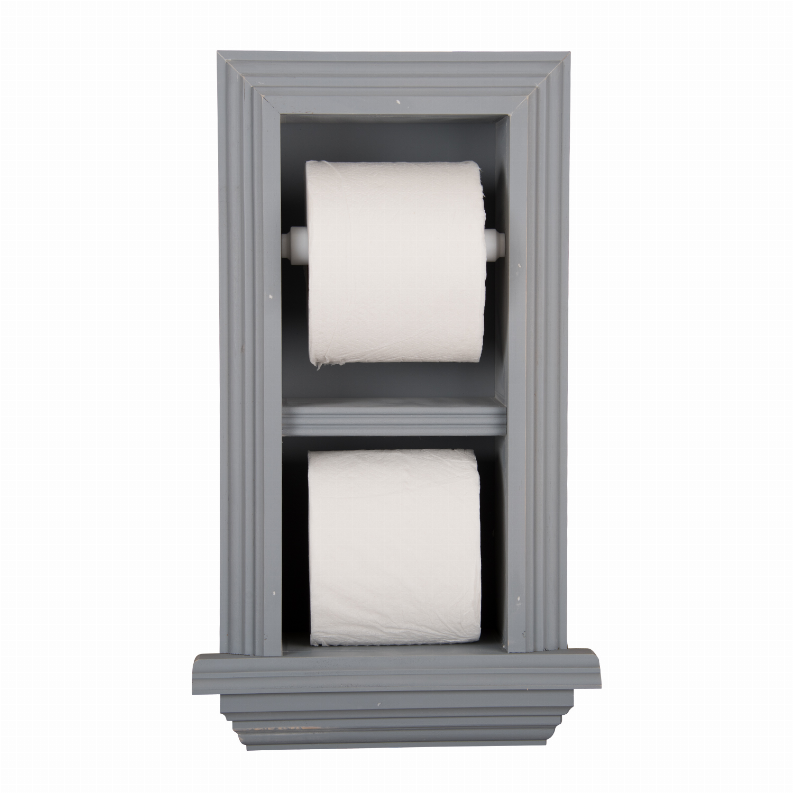 Bradenton Recessed Solid Wood Double Toilet Paper Holder 7 x 14.5"  18 Primed Gray