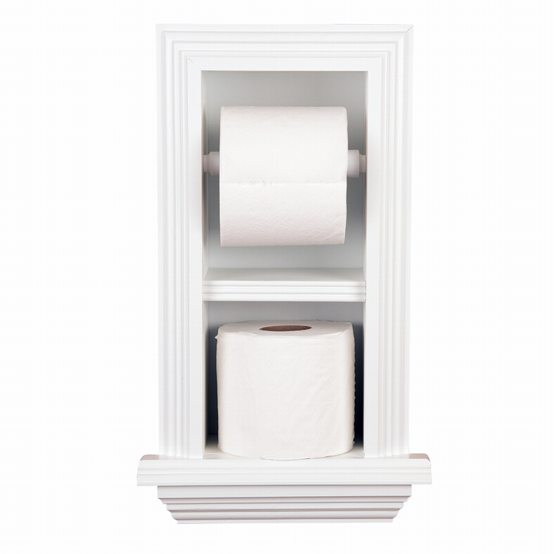 Bradenton Recessed Solid Wood Double Toilet Paper Holder 7 x 14.5"  18 White Enamel