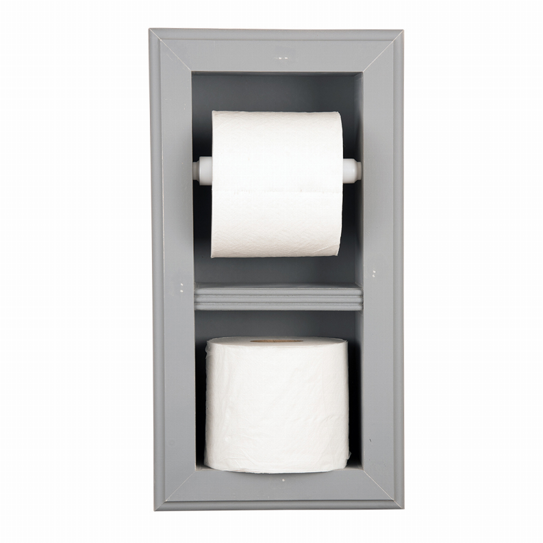 Bradenton Recessed Solid Wood Double Toilet Paper Holder 7 x 14.5"  22 Primed Gray