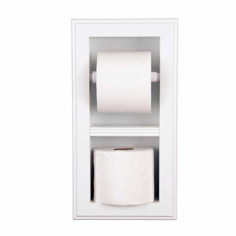 Bradenton Recessed Solid Wood Double Toilet Paper Holder 7 x 14.5"  22 White Enamel