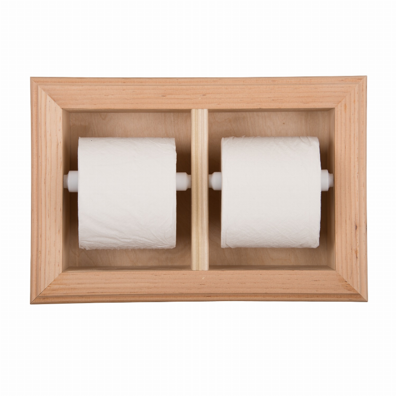 Bradenton Recessed Solid Wood Double Toilet Paper Holder 13.25 x 8.5"  23 Unfinished Wood