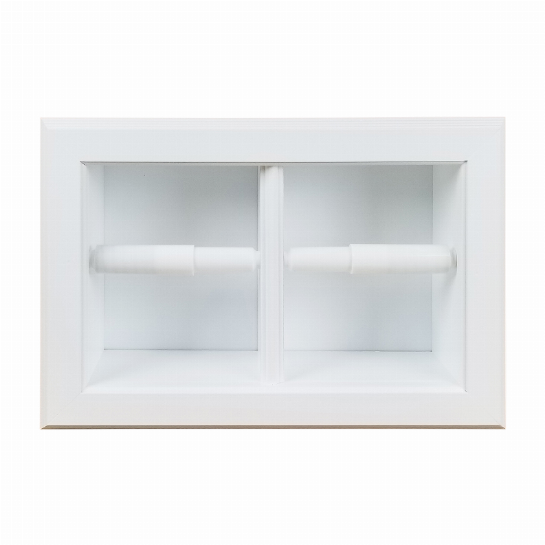 Bradenton Recessed Solid Wood Double Toilet Paper Holder 13.25 x 8.5"  27 White Enamel